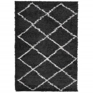 vidaXL Tapis shaggy à poils longs moderne noir et crème 140x200 cm
