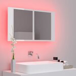 vidaXL Armoire à miroir de bain à LED Blanc brillant Acrylique