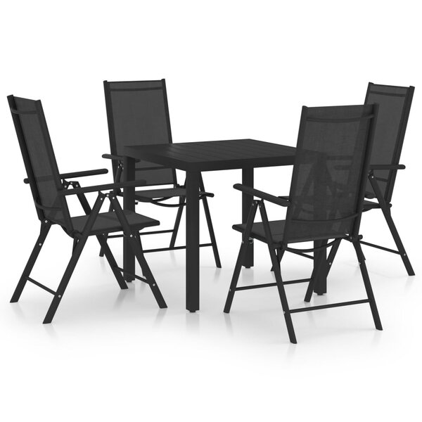 vidaXL Ensemble à manger de jardin 5 Pièces aluminium noir