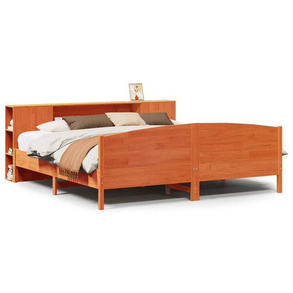 vidaXL Lit bibliothèque sans matelas cire marron 180x200 cm pin massif