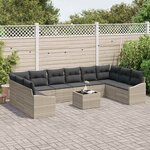 vidaXL Ensemble de canapé de jardin 11 Pièces Gris clair Poly rotin