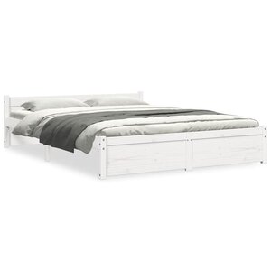 vidaXL Cadre de lit sans matelas blanc bois massif 140x200 cm