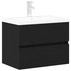 vidaXL Meuble de Lavabo de Salle de Bain Chêne noir 60 x 39 x 62 cm