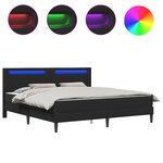 vidaXL Cadre de lit avec bandes LED Noir 180 x 200 cm Simili cuir