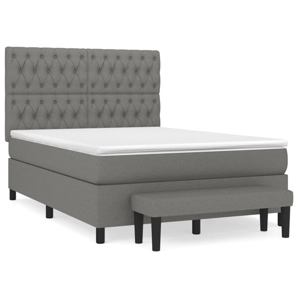 vidaXL Sommier à lattes de lit avec matelas Gris foncé 140x190cm Tissu