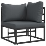 vidaXL Ensemble de canapé de jardin 5 Pièces Noir 281.5 x 141.5 x 71 cm