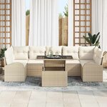 vidaXL Ensemble de canapé de jardin 8 Pièces Beige Poly Rattan