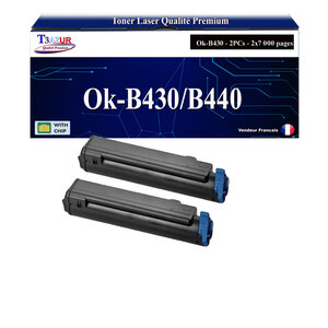 T3AZUR - 2x Toners compatibles   avec Oki MB460  MB460L  MB470  MB470L  MB480  MB480L
