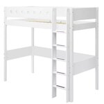 Flexa WHITE Lit mezzanine avec echelle droite 90 x 200 cm Barriere de securite classique Blanc
