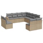 vidaXL Salon de jardin 11 Pièces avec coussins beige résine tressée
