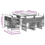 vidaXL Ensemble à manger de jardin 9Pièces coussins noir résine tressée