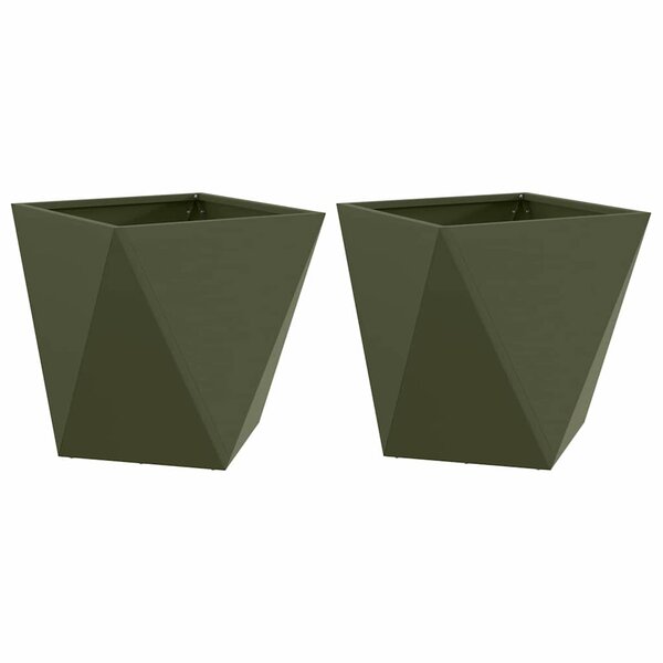 vidaXL Jardinière 2 Pièces Vert olive 50 x 50 x 50 cm Acier