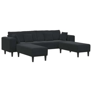vidaXL Canapé avec coussin 3 Pièces Noir Velours