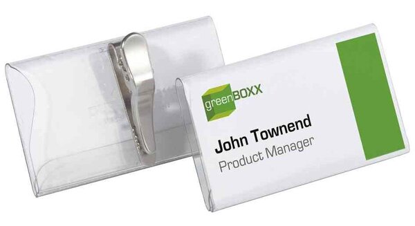 Boite de 25 badges porte-noms avec pince crocodile 75 x 40 mm DURABLE