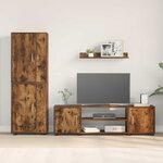 vidaXL Ensemble meuble TV 4 Pièces Chêne Fumé Bois d'ingénierie