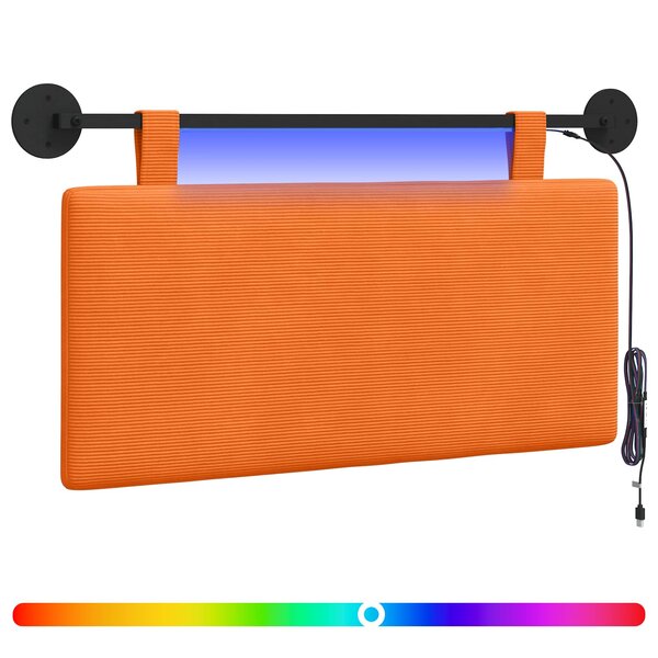 vidaXL Tête de lit suspendue Orange Tissu en velours côtelé