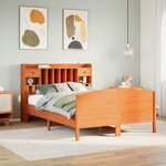 vidaXL Lit bibliothèque sans matelas cire marron 160x200 cm pin massif