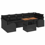 vidaXL Ensemble de canapé de jardin 8 Pièces Noir Poly rotin