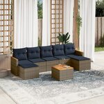 vidaXL Salon de jardin 8 Pièces avec coussins gris résine tressée