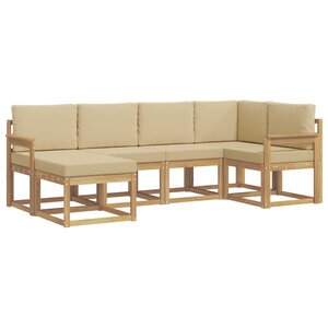 vidaXL Ensemble de canapés d'extérieur 6 pc Blanc et Beige Polyester