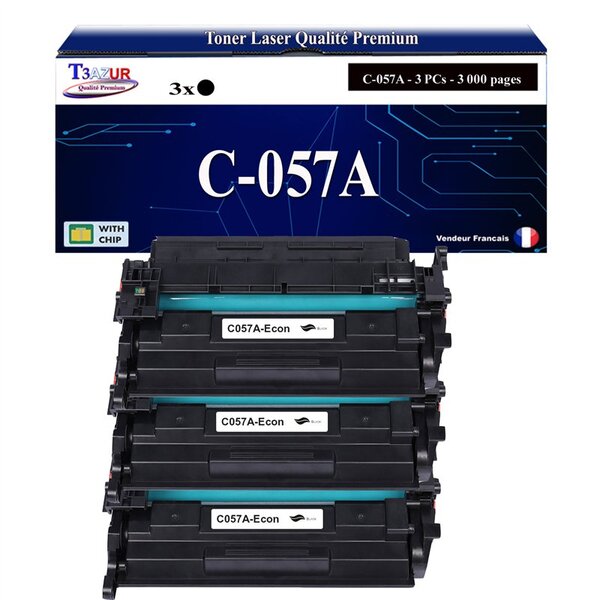 T3AZUR -3x Toners compatibles avec Canon 057 (3009C002) pour Canon MF443dw  MF445dw  MF446x  MF449x  MF453dw  MF455dw