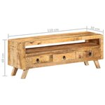 vidaXL Meuble TV 110x30x40 cm Bois massif de manguier