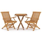 vidaXL Ensemble à manger de jardin 3 Pièces Bois de teck massif