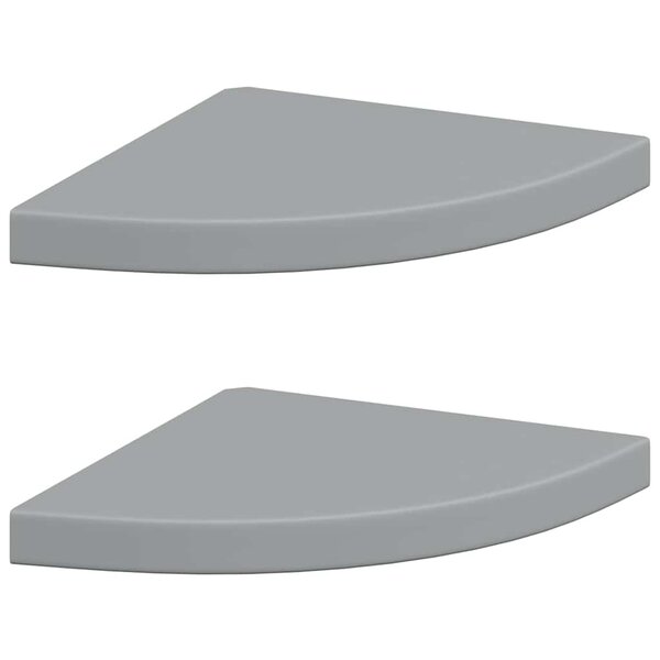 vidaXL Étagères d'angle flottantes 2 Pièces gris 35x35x3 8 cm MDF