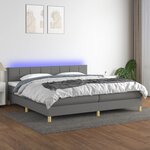 vidaXL Sommier à lattes de lit et matelas et LED Gris foncé 200x200 cm