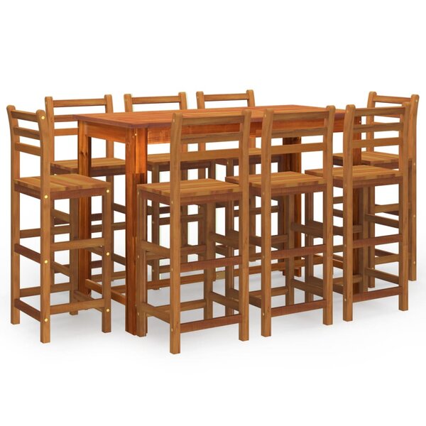 vidaXL Ensemble de bar de jardin 9 Pièces Bois d'acacia solide
