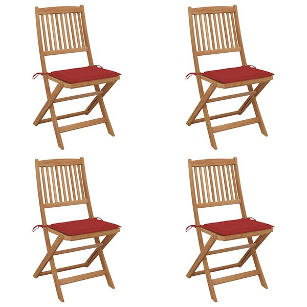 vidaXL Chaises pliables de jardin lot de 4 avec coussins Bois d'acacia