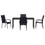 vidaXL Ensemble de salle à manger pour jardin 5 Pièces Noir Poly rotin