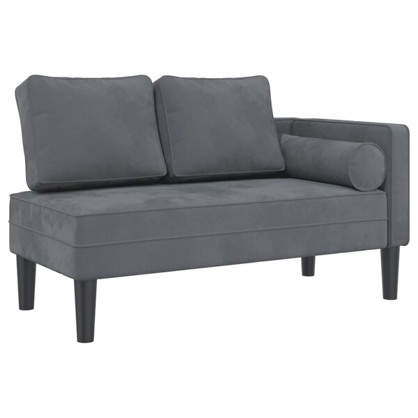 vidaXL Chaise longue avec coussins gris foncé velours