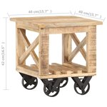 vidaXL Table d'appoint avec roues 40x40x42 cm Bois de manguier brut