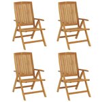 vidaXL Chaises de jardin inclinables lot de 4 et coussins bois teck