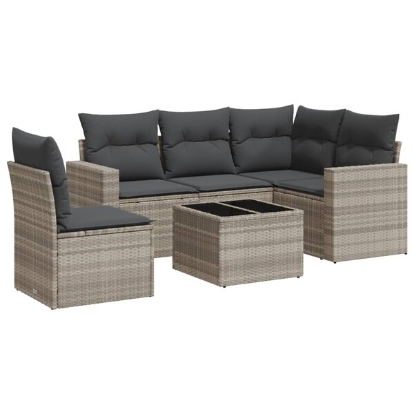 vidaXL Salon de jardin 6 Pièces avec coussins gris clair résine tressée
