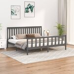 vidaXL Cadre de lit sans matelas gris 200x200 cm bois massif de pin