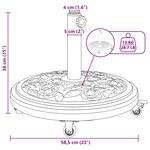 Base de Parasol vidaXL avec Roues pour Pôles Ø38-48 mm 13 kg Ronde