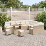 vidaXL Ensemble de canapé de jardin avec coussin 12 Pièces Beige et crème
