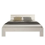 Lit double avec matelas sommier à lattes 120x200 blanc
