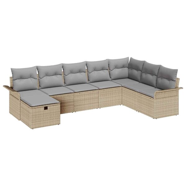 vidaXL Ensemble de canapé de jardin 8 Pièces Beige et Gris clair