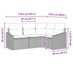 vidaXL Ensemble de canapé de jardin 4 pièces avec coussins Marron Poly Rattan