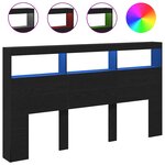 vidaXL Armoire tête de lit avec LED chêne noir 180x17x102 cm