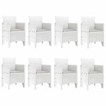 vidaXL Ensemble de salle à manger pour jardin 9 Pièces Blanc