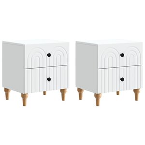vidaXL Cabinet de chevet avec tiroir 2 Pièces Blanc 43 x 34 5 x 48 cm