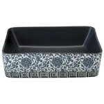 vidaXL Vasque à poser noir/bleu rectangulaire 46x35 5x13 cm céramique
