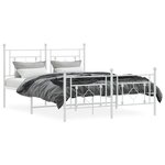vidaXL Cadre de lit métal sans matelas et pied de lit blanc 140x190 cm