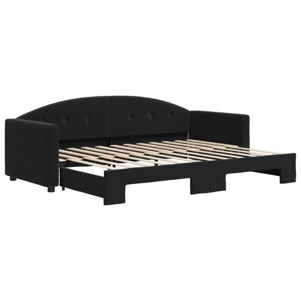 vidaXL Lit de jour avec lit gigogne noir 80x200 cm velours