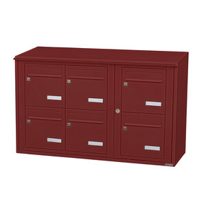 Bloc collectif Leabox 3x2  grade 3  simple face  extérieur  fixation murale  rouge brun ral 3011 finition brillante