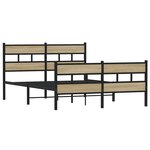 vidaXL Cadre de lit en métal sans matelas chêne sonoma 150x200 cm
